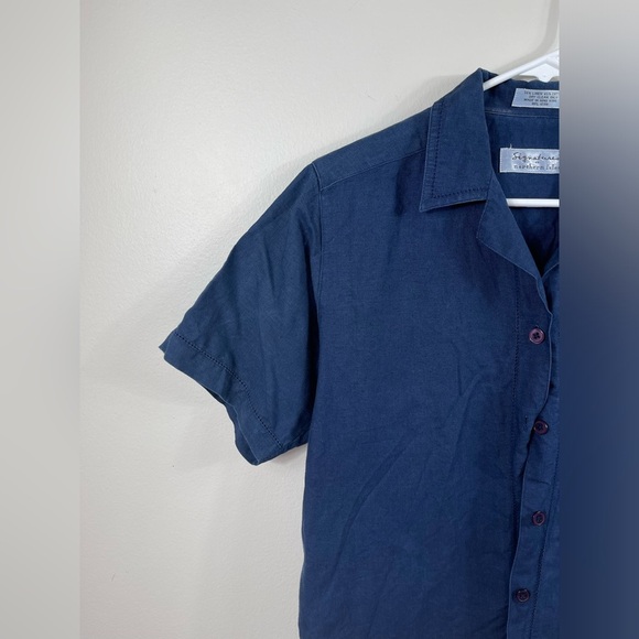 Signatures by Northern Isles Vintage Women's Blue Short Sleeve Shirt Size 6 - Picture 2 of 14